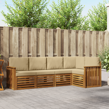 Utomhussoffset 5 st Naturlig och Beige Polyester