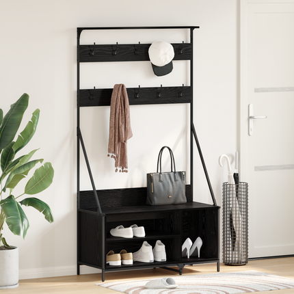 Klädhängare Svart Ek 100 x 41 x 184 cm Konstruerat trä