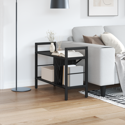 Hyllsystem 3 nivåer 75 x 30 x 58,5 cm Konstruerat trä Svart Ek
