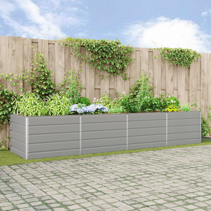 Planteringskärl Ljusgrå 385 x 100 x 75 cm Galvaniserat Stål