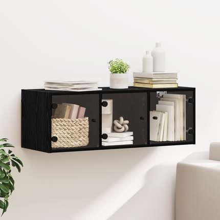 Väggskåp 102 x 37 x 35 cm Konstruerat trä Svart Ek