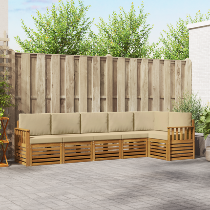 Utomhussoffset 6 st Naturlig och Beige Polyester