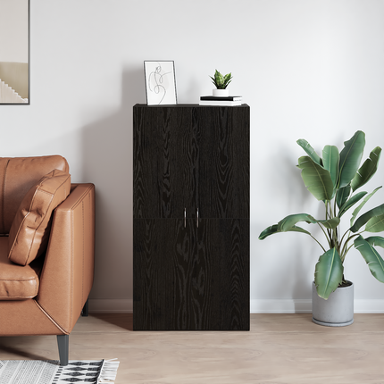 Kontorsskåp Svart ek 60 x 32 x 115 cm Konstruerat trä