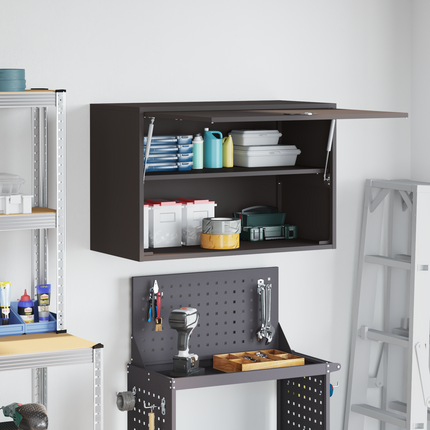 Vägghylla för garage Svart 80 x 40 x 53 cm Pulverlackerad stål