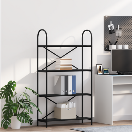 Hyllsystem 4 nivåer 80 x 30 x 146 cm Konstruerat trä Svart Ek