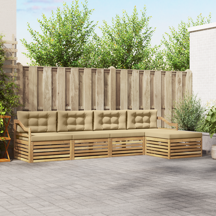 Utomhussoffset 5 st Vit och Beige Polyester