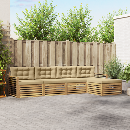 Utomhussoffset 5 st Vit och Beige Polyester