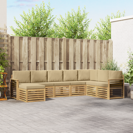 Utomhussoffset 8 st Vit och Beige Polyester