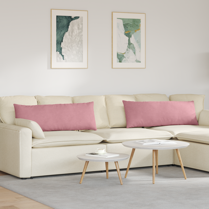 Sofakuddar 2 st Sammet Rosa 120 x 40 cm