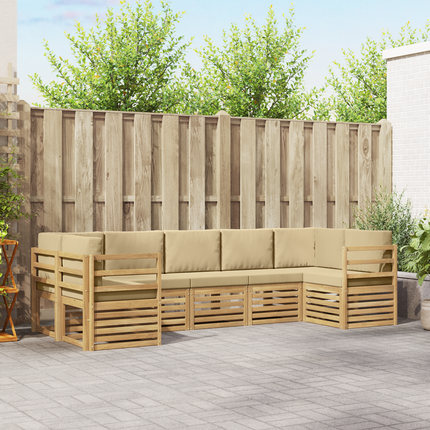 Utomhussoffset 7 st Vit och Beige Polyester