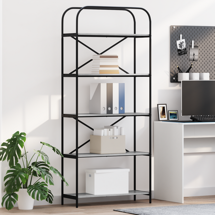 Hyllsystem 5 nivåer 80 x 30 x 183 cm Konstruerat trä Grå Sonoma