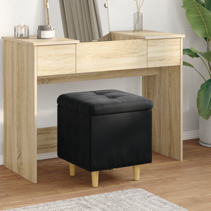 Förvaringspall med kudde Svart 40 x 40 x 45 cm Sammet