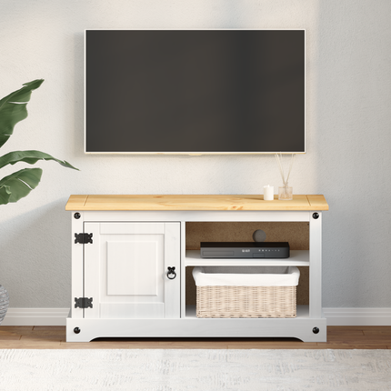 TV-skåp Corona Vit 100 x 40 x 52 cm Massiv furu