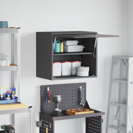 Vägghylla för garage Svart 60 x 40 x 53 cm Pulverlackerad stål