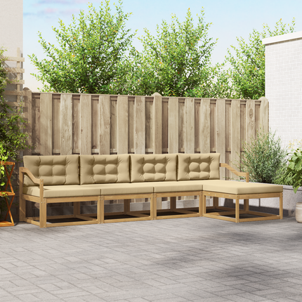 Utomhussoffset 4 st Vit och Beige Polyester