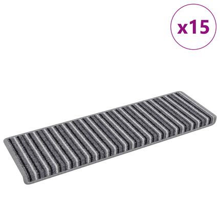Självhäftande trappmattor 15 st 65 x 21 x 4 cm Non-Slip Grå
