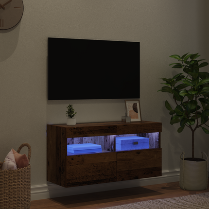 TV Vägghylla 80 x 30 x 40 cm Gammalt trä Konstruerat trä