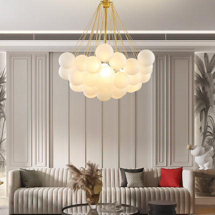 Creative Light Luxury Ball White Glass Bubble Post-modern Living Room Pendant Lamp