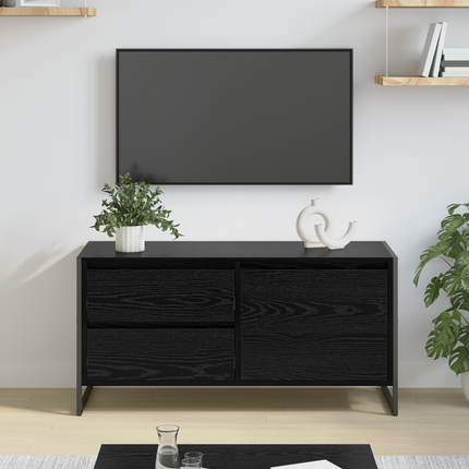 TV-skåp 100 x 36 x 49.5 cm Svart Ek Konstruerat trä