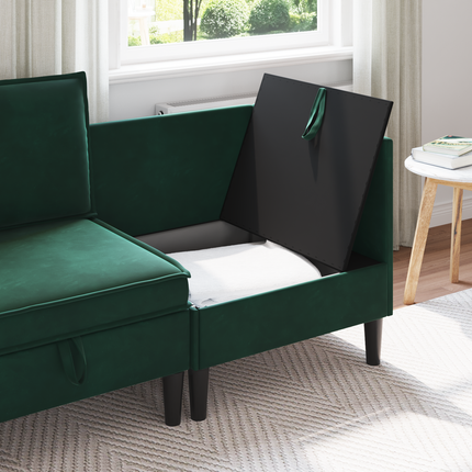 Soffa med förvaring Mörkgrön Sammet