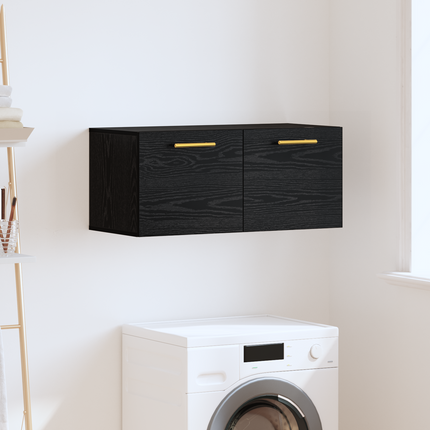 Väggskåp 80 x 36.5 x 35 cm Konstruerat trä Svart ek