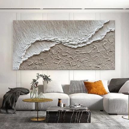 Earth Texture Sea Beach Oil Paintings Hand Painted White Ocean Waves Canvas Living Room Home Decor Modern Landscape Wall Art Painting