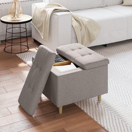 Förvaringspall med kudde Taupe 60 x 60 x 45 cm tyg