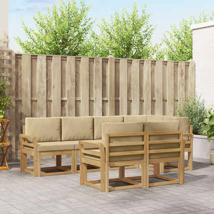 Utomhussoffset 7 st Vit och Beige Polyester