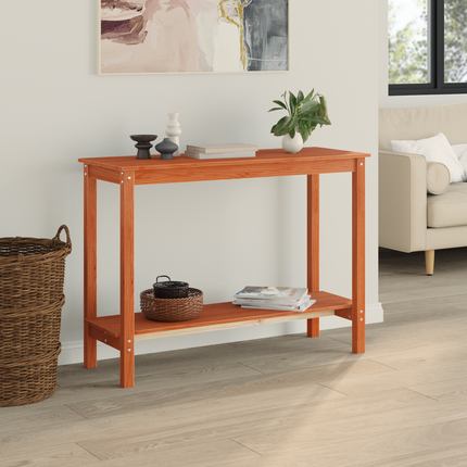 Konsolbord med hylla VaxBrun 110 x 40 x 80 cm Massivt furu