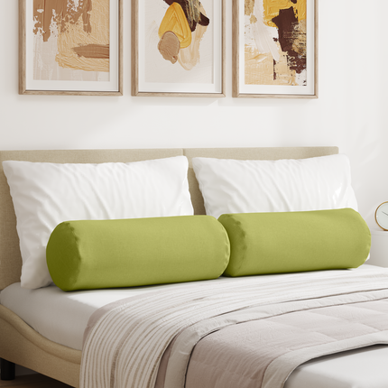 Bolsterkuddar 2 pcs Ljusgrön Ø 25 x 70 cm tyg