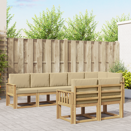 Utomhussoffset 8 st Vit och Beige Polyester