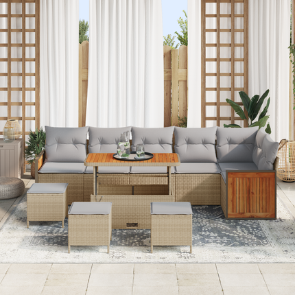 Trädgårdsoffset 10 st 10-Antal sittplatser Beige och Ljusgrå