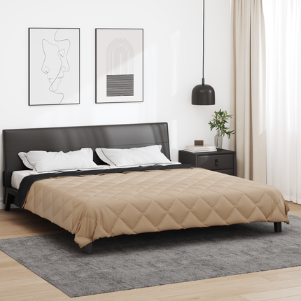 Full Års-Duvet Svart och Taupe 220 x 240 cm Mikrofiber