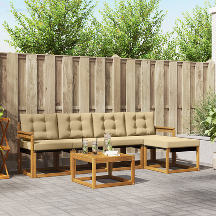 Utomhussoffset 6 st Naturlig och Beige