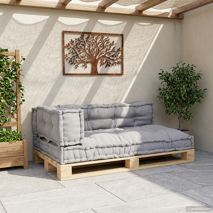 Pallettsoffa Kudde 3 st Tyg Grå 120 x 80 x 38 cm