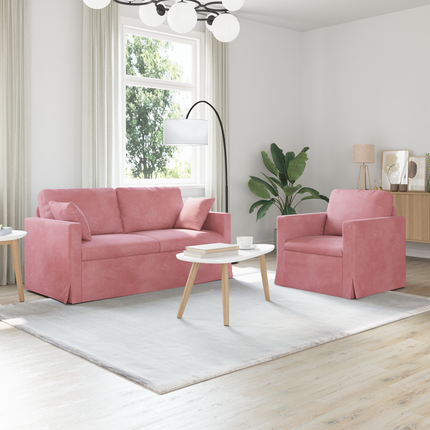 Soffset 2 st Rosa Sammet