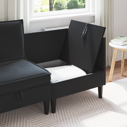 Soffa med förvaring Svart Sammet