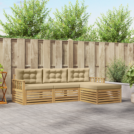 Utomhussoffset 4 st Vit och Beige Polyester
