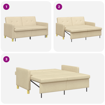 Pull Out Sofa Bed Gräddvit Tyg