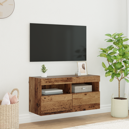 TV Vägghylla 80 x 30 x 40 cm Gammalt trä Konstruerat trä