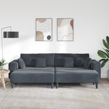 Soffa 3 st Mörkgrå Sammet