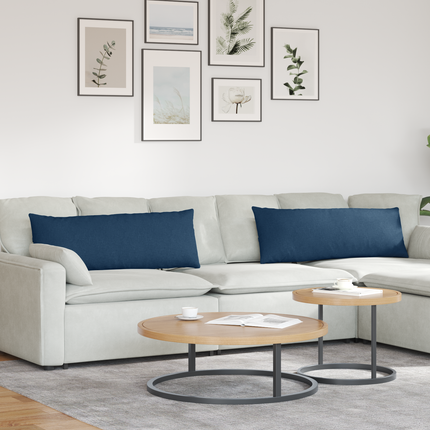 Sofakuddar 2 st tyg Blå 120 x 40 cm