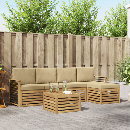 Utomhussoffset 6 st Vit och Beige Polyester