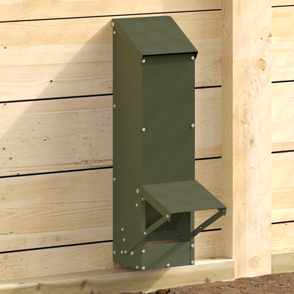 Hönsfodertråg Olivgrön 13 x 12 x 51 cm Kallvalsat Stål