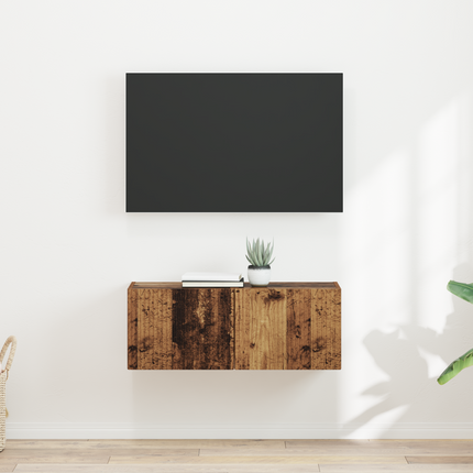TV Vägghylla 2 st Gammalt trä Konstruerat trä