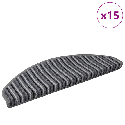 Självhäftande trappmattor 15 st 65 x 21 x 4 cm Non-Slip Grå