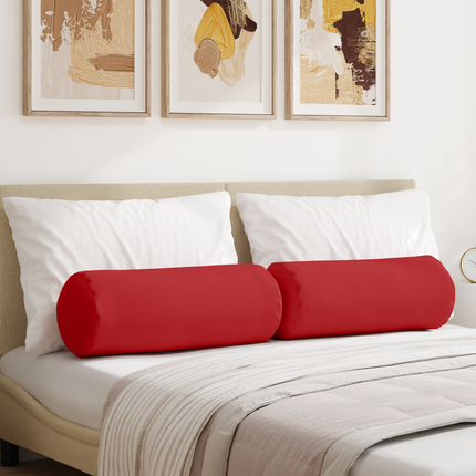 Bolsterkuddar 2 pcs Röd Ø 25 x 70 cm tyg