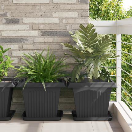 Fyrkantig Blomkruka 6 st Svart 36 x 36 x 2.5 cm Plast