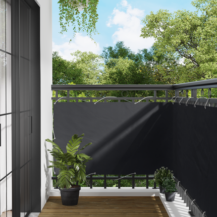 Balkong Skärm Svart 90 x 200 cm PU-belagt oxford alu