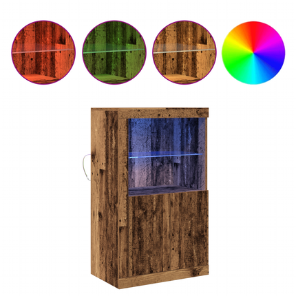 LED-sido bord 60,5 x 37 x 100 cm Konstruerat trä Gammalt trä